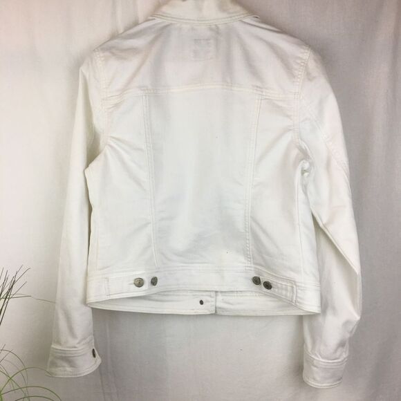 Old Navy White Cotton Denim Trucker Long Sleeve Jean Jacket L - Picture 5 of 11